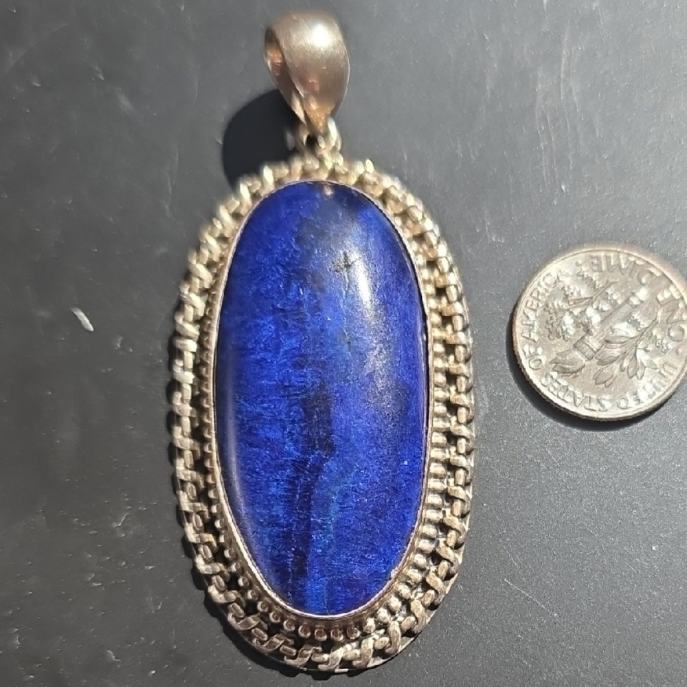 Hallmarked Sterling Silver Lapis Lazuli Vincent Gulino Large Pendant 26.9grams